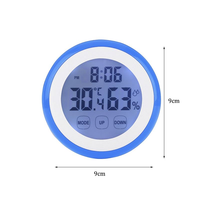 ABS Circular Touch Screen Temperature Humidity Meter with Clock Alarm Electronic