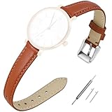 EACHE 12mm Leather Watch Bands for Women Ladies Quick Release Brown Leather Watch Band Replacement Strap with Silver Buckle