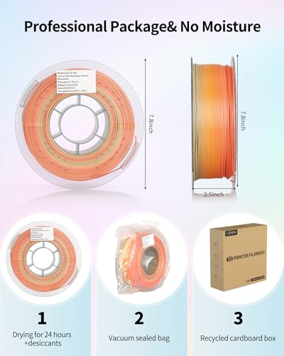 Image of LANDU Silk PLA 3D Printer Filament Multicolor Rainbow PLA Filament 1.75mm Gradient Color Changing Filament 1kg (2.2lbs) Dimensional Accuracy + /- 0.02 mm Silk Rainbow Filament