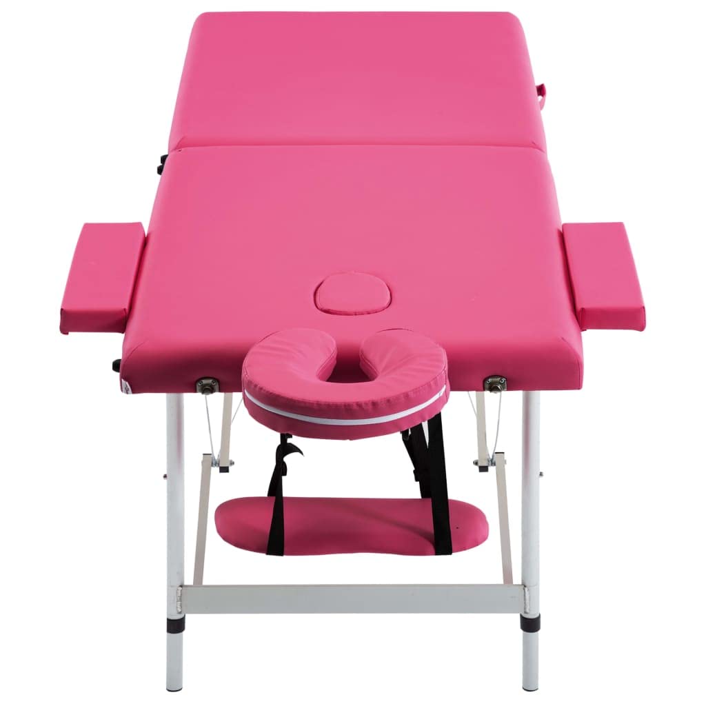 vidaXL Camilla de Masaje Plegable 2 Zonas Aluminio Rosa