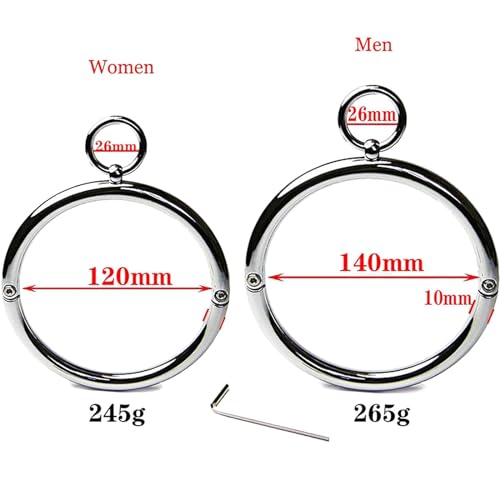 Metall Halsband Bondage Choker ​Halsband Abnehmbaren O-Ring Fetisch Folter Sklave Sexspielzuege Mit Traktionsring Sm Extrem Fesseln Sex Set Für Paare Frauen Männer,Women12mm Silver (Frauen12mm)