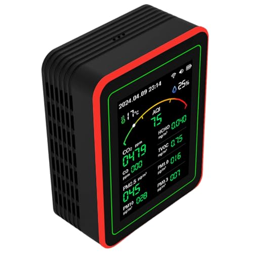 Moniteur de qualité de l'air CO2 et PM2.5 rechargeable avec application