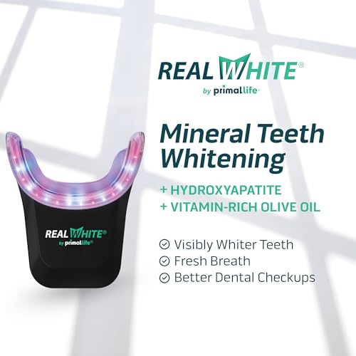 Image of Primal Life Organics V4 Real White Red /Blue LED Light Teeth Whitening System - Includes 20 Treatments