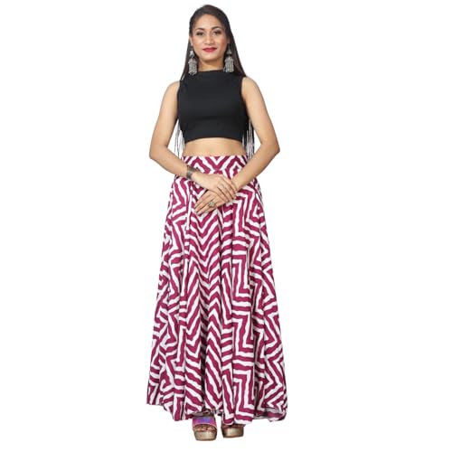 Image of JYESHTA Women's American Crepe Flared A Line Stitched Long Skirt with 12 Mtr Flare 40 in Height | Skirts for Women Long Length | Long Skirts for Girls