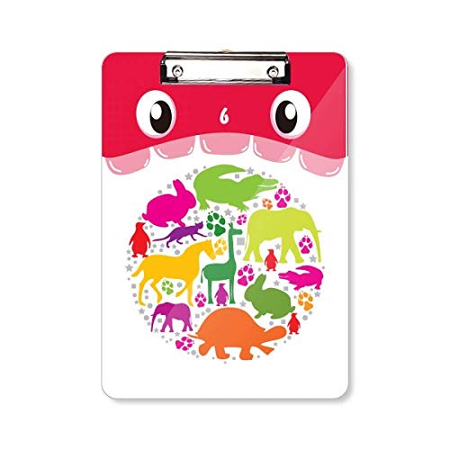 Porte-bloc animaux colorés A4 avec pince métallique pour dessin et écriture
