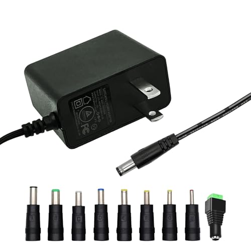 5V 1A DC Power Supply Adapter with Plug 5.5 x 2.1mm 5W AC/DC Adapter 100-240V AC to DC 5V 1Amp 0.5A Replacement Power Cord with 9 Interchangeable Jacks Plug (1 Pack)