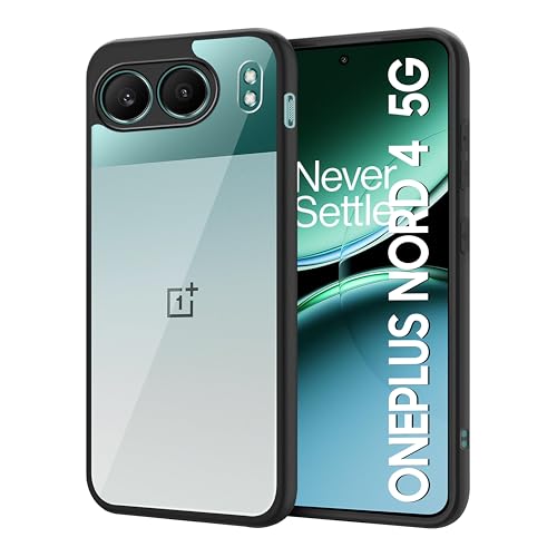 Image of CEDO Backcover for OnePlus Nord 4 (5G) | Camera Protection Bump Shockproof Edge | Ultra Hybrid Transparent Acrylic Clear TPU+PC Hard Backcase Cover (Black)
