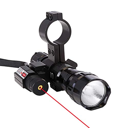 Ulako Red Dot Laser With 360 Yards Zoomable Single 1 Mode Tactical Flashlight Torch For Hunting With Scope Mount Pressure Switch thumb #1