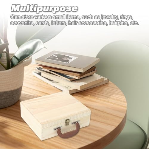 Mallette de transport rustique boîte rangement bois avec couvercle