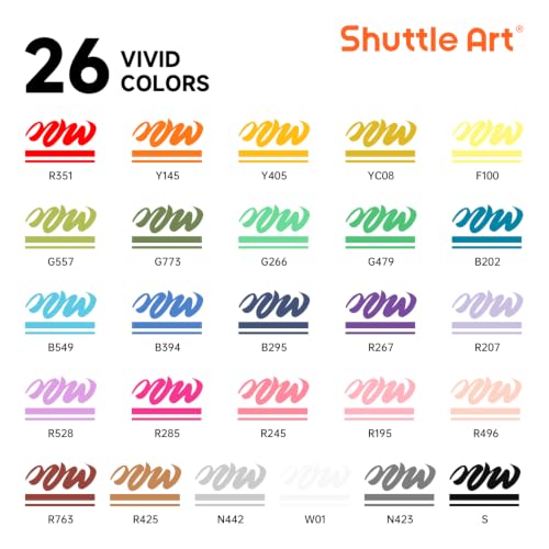 Image of Shuttle Art 26 Colors Brush Tip Acrylic Paint Markers