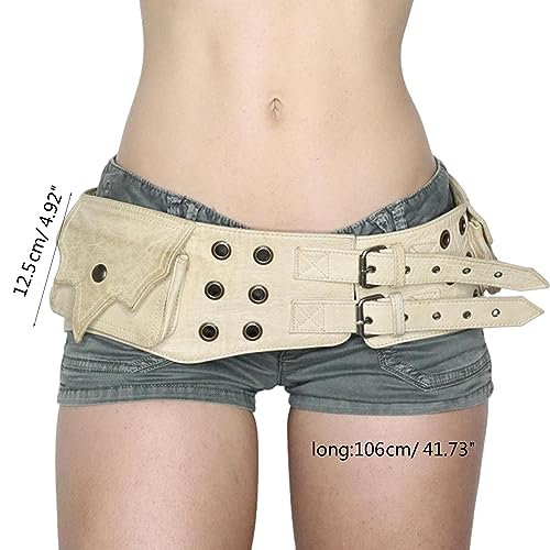 NUEAYMS Man Waist Belt With Double Pin Buckle Adjustable Buckle Waist Belt With Waist Bag Waistband For Hiking Western4