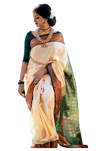 Image of SGF11- Women's Kanjivaram Woven Soft Silk Saree With Blouse Piece