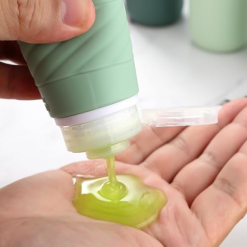 Image of Gemice Travel Bottles for Toiletries, Tsa Approved 3oz Portable Travel Bottles, BPA Free Leak Proof Squeezable Travel Size Containers, Travel Accessories for Shampoo Conditioner Lotion (4 Pack), Green