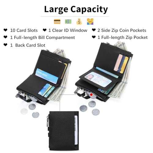 Image of Small Wallet for Women Card Holder with Double Zipper Pockets