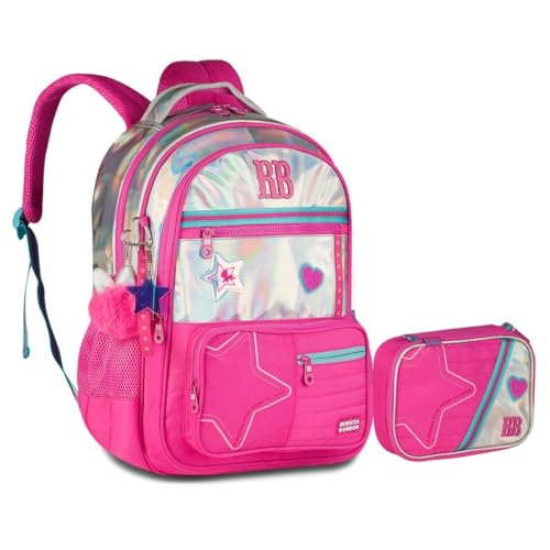 Kit Mochila e Estojo Holográfico Rebecca Bonbon ROSA