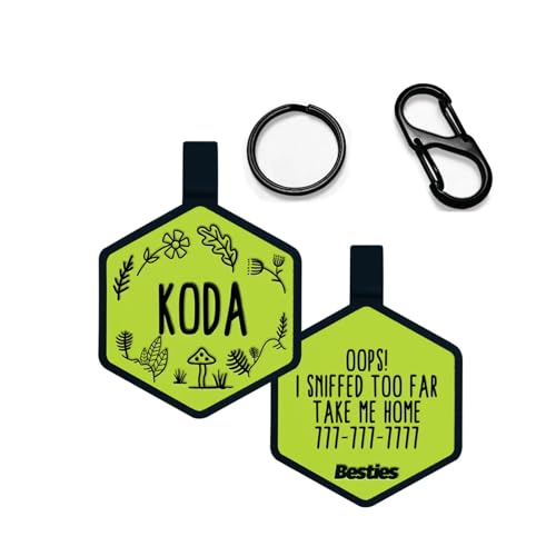 Personalized Pet Id Tags, Custom Engraved Silicone Pet Tags, Silent Dog Tags, Hexagonal Silicone Waterproof Durable Never Fade Personalized Dog Tags And Cat Tags 2 Keychain Options 20 Beautiful Design