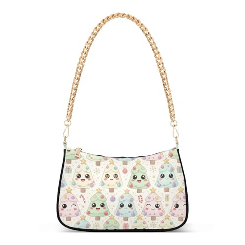 Sac à main tendance en crème pastel avec imprimé arbres dessin animé unique