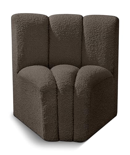 Sillón Curvo Marrón Tela Bouclé miniatura 1