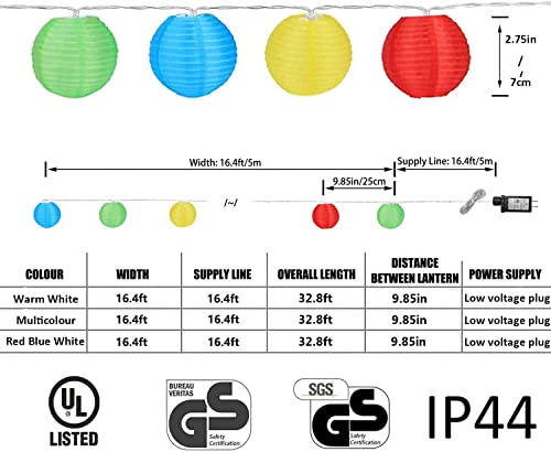 Gresonic Lantern String Lights 20 Leds,Waterproof Indoor Outdoor Nylon Hanging Lights Plug In For Wedding Decorations Patio Porch Window Decor(Multicolor) #TOP1