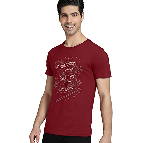 Image of Free Authority Harry Potter Printed Regular Fit Maroon Cotton Men's T-Shirt