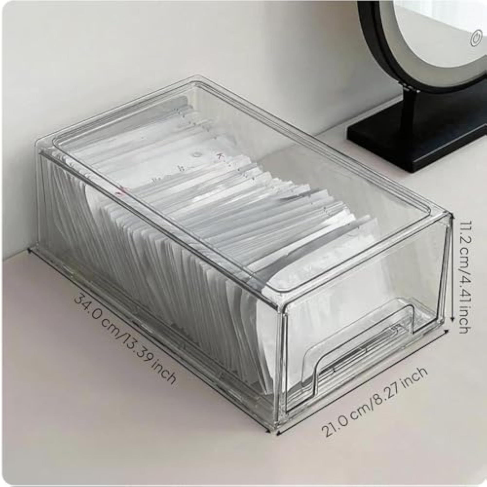 Acrylic Face Cover Storage Box, Clear Organizer