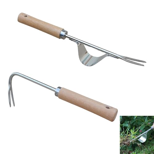 LXTaoler Weed Remover Tool, 2 PCS Hand Weed Puller Root Remover Long Handle, Stainless Steel Weeding Tool for Gardening, Lawn, Grass