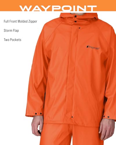 FROGG TOGGS Men's WayPoint Angler Waterproof, Durable Jacket with 4-Way Stretch, Orange, Small - image 3