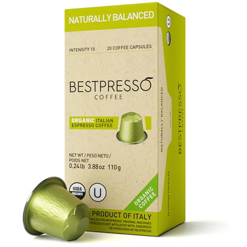 Image of Organic USDA Bestpresso Coffee Aluminum Espresso Pods For Nespresso Original Machine 120 Pack (Naturally Balanced)
