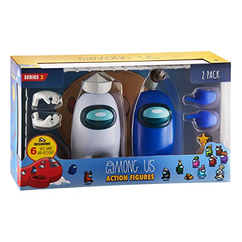 P.m.i. Among Us Action Figures | Two Of Four 4.5-Inch-Tall Collectibles | Among Us Toys And Playable Mini Toys | White Crewmate And Blue Ghost With 6 Accessories: Hats And Hands | Kids’ Toys #TOP2