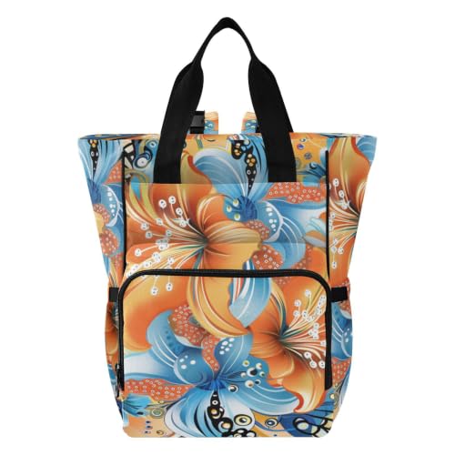 Yoogain Torba na pieluchy dla mamy boho pomarańczowe kwiaty
