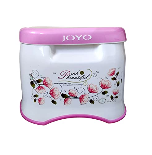 Joyo Super Bath Medium Plastic Bathroom Stool/Patla || Sitting Stool for Bathroom - Pink (Get 1 Piece Lasaani 1000 ml Fridge Water Bottle Free with This Bathroom Stool)