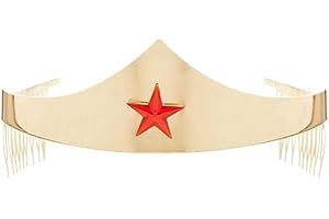 DC Comics Wonder Woman Golden Tiara with Red Gem Star For Girls, One Size