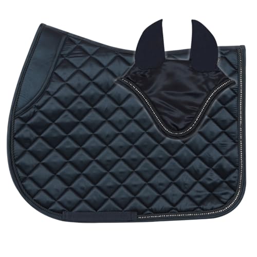 Horses Set Sottosella e Cuffietta Brilliant, Stile e Comfort per Il Tuo Cavallo da Tosoni Selleria (Blu, Dressage Full)