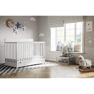 Graco Asheville 5-in-1 Convertible Crib with Drawer (White) – GREENGUARD Gold Certified, Crib with Drawer Combo, Full-Size Nursery Storage Drawer, Converts to Toddler Bed, Daybed and Full-Size Bed Graco Asheville 5 in 1 Convertible Crib with Drawer White–GREENGUARD Gold Certified Crib with Drawer Combo Full Size Nursery Storage Drawer Converts to Toddler Bed Daybed and Full Size Bed