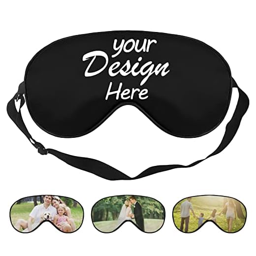 Custom Sleep Eye Mask Add Personalized Photo Text Logo Blindfold Adjustable Eye Cover for Lunch Break Airplanes Offices Sleeping