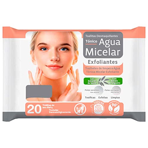 AC - Toallitas desmaquillantes - Tejido Exfoliante - Todo en 1, rostro, ojos y labios - Incluye 20 Toallas.