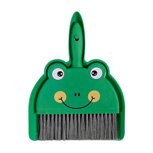 Pqahffowr Mini Recogedor de Escoba,Juego de Limpieza Pequeño de Bonitos para Niños,Juguetes para Juego de Imitación,Juego de Ayudante de Limpieza para Niños Pequeños, Rana