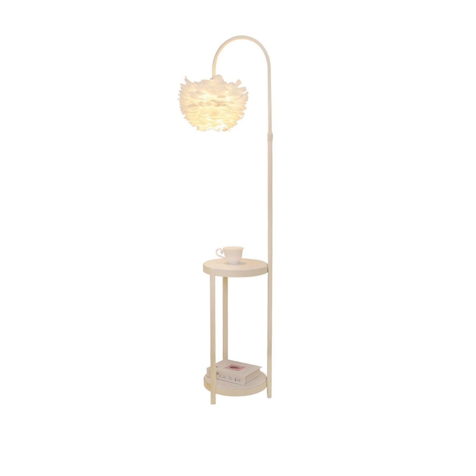 Z4T8M2K6G5 Tall Standing Lamp Modern Creative Feather Floor Lamp with Table, Marble End Side, Adjustable Reading for Offices, Cafes, Living Rooms, Bedrooms