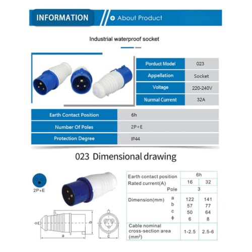 Plug industrial 32A 2P+E: máxima estabilidad y protección IP44 a 240V 4