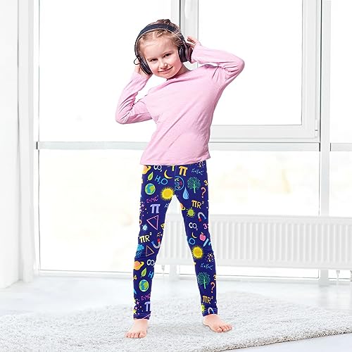 Wusikd Science Girls' Leggings Toddler Doodles Blue Colors Kids Yoga Pants Dance Active Tights 7-8T4