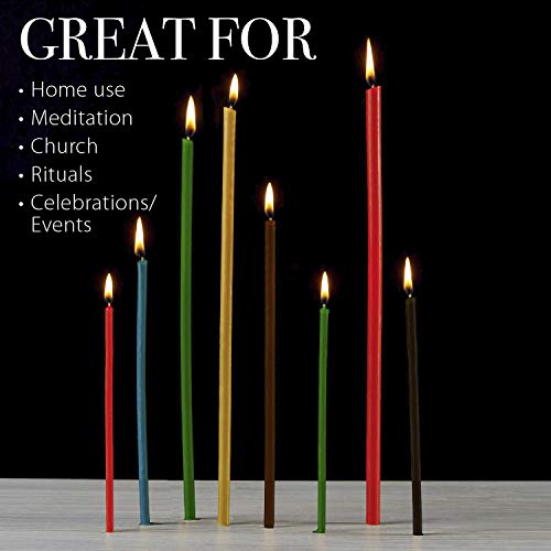Danilovo Thin Taper Beeswax Candles - Honey-Scented, Decorative Candles Ideal for Birthday Decoration or Church Prayers - 6 Colors Drip Free, Tall & Smokeless Pack of 300 pcs, 6.5 x 0.22 inch