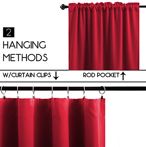 Image of KOUFALL Christmas Red Kitchen Window Curtains Over Sink, 36 Inch Length Small Blackout Cafe Curtains, Cortinas para Cocina De Navidad Navidenas