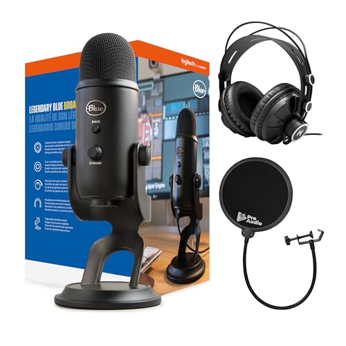 Yeti �u���[�}�C�N USB�}�C�N (�u���b�N�A�E�g) Knox Gear�w�b�h�t�H���ƃ|�b�v�t�B���^�[�t�� (3�A�C�e��)