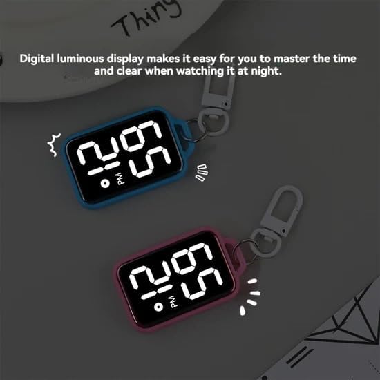 Krizkey LED Digital Display Keychain Watch, Plastic, Small, Unisex Sports Style, Square Electronic Clock with Keyring, Portable Digital Timepiece for Kids and Students Multicolor - Image 6
