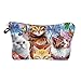 Amagogo Borsa da viaggio per il trucco, borsa per cosmetici, cerniera liscia, lino, multifunzionale, motivo gatto, resistente agli strappi, antipolvere, Style D immagine
