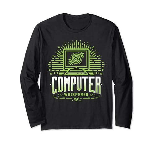 Computer Whisperer Funny Tech Support Geek Nerd Maglia a Manica