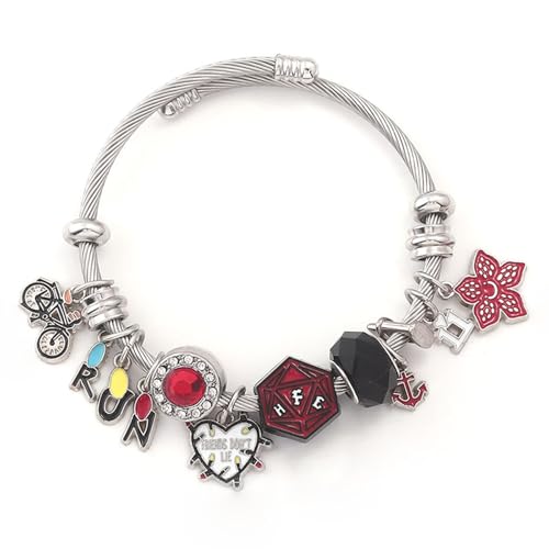 Stranger TV Theme Charm Bracelet, Friends Don’t Lie Adjustable Cuff Bracelet, Fashion Wrist Jewelry for Teens, Valentines Day Gifts Birthday Party Favors Perfect Friendship Gifts for Best Friends