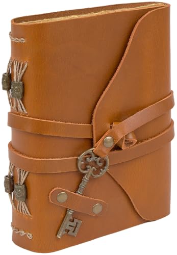 GlobeeCraft libreta de cuero marrón camel 21x17 cm, cuaderno de viaje vintage para adultos, agenda piel para escritura diaria, diario cuero artesanal ideal como regalo o uso personal