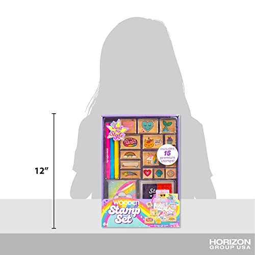 Just My Style Wood Stamp Set By Horizon Group Usa, 15 Wooden Stamps, Scrapbooking Sheets, Colorful Markers, Stationery Set, 2-Tone Stamp Pad #TOP5