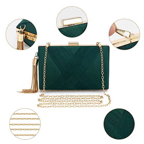 Weimzc Women Clutch Bag Evening Bag Fringed Evening Handbag,Lady Party Wedding Clutch Purse Chain Shoulder Cross Body Bag(Green) #TOP3